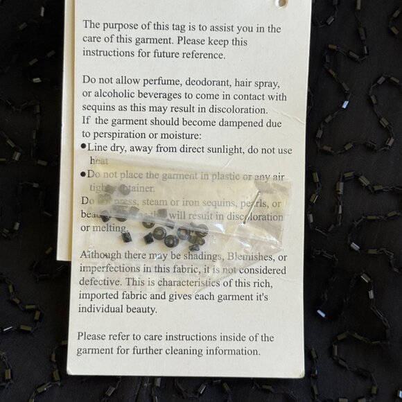 Laurence Kazar NWT Formal Dress Plus Size 2X Beaded Sequin Silk Lined Black Vtg - Picture 11 of 12